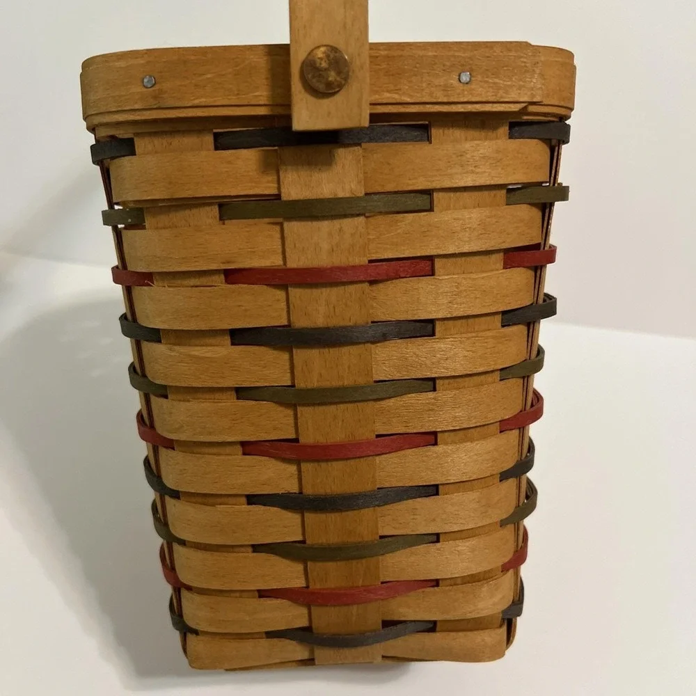 Vintage 1996 Longaberger‎ Large Peg Basket with Moveable Handle Red Green Blue